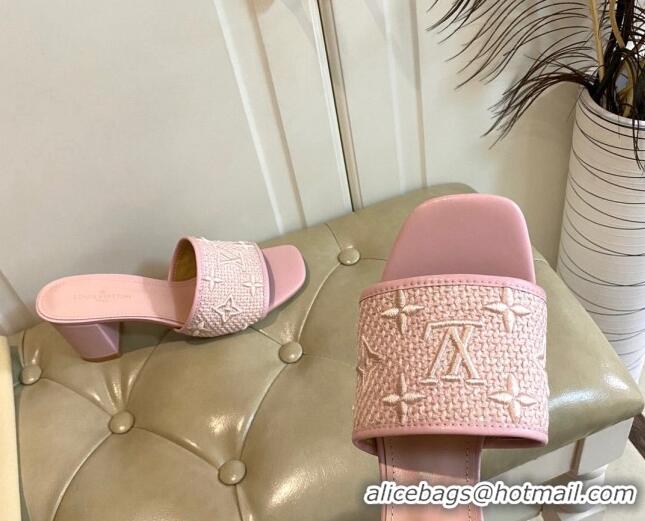 Shop Duplicate Louis Vuitton Wove Fabric Heel Slide Sandals 6.5cm Light Pink 711127