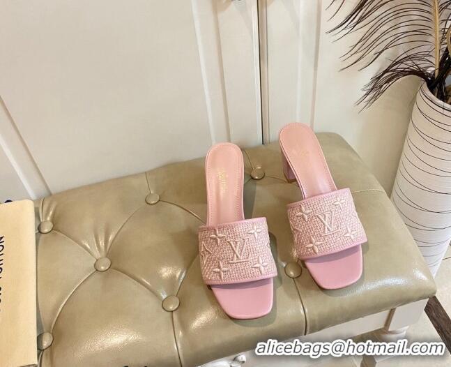 Shop Duplicate Louis Vuitton Wove Fabric Heel Slide Sandals 6.5cm Light Pink 711127