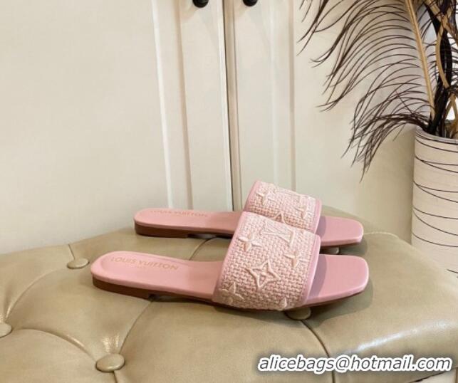 Purchase Louis Vuitton Wove Fabric Flat Slide Sandals Light Pink 711137