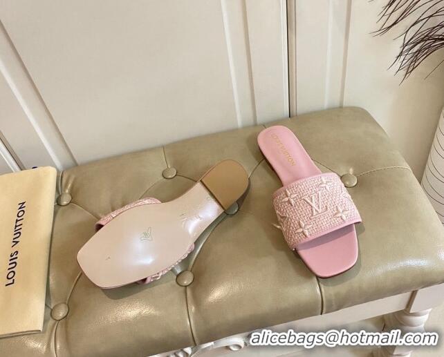 Purchase Louis Vuitton Wove Fabric Flat Slide Sandals Light Pink 711137