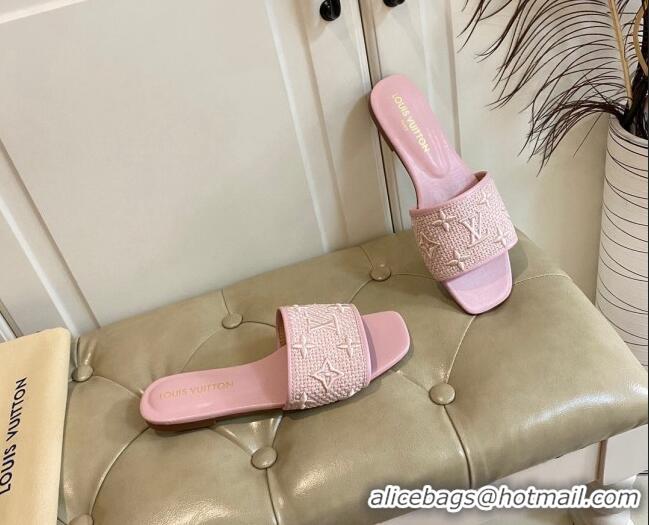 Purchase Louis Vuitton Wove Fabric Flat Slide Sandals Light Pink 711137