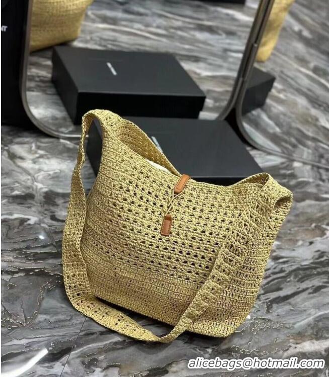 Top Design SAINT LAURENT Crochet tote bag Y990941 Apricot