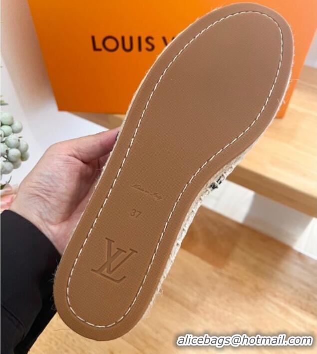 Perfect Louis Vuitton Starboard Flat Espadrilles in Monogram Embroidered Cotton Beige/Black 711147