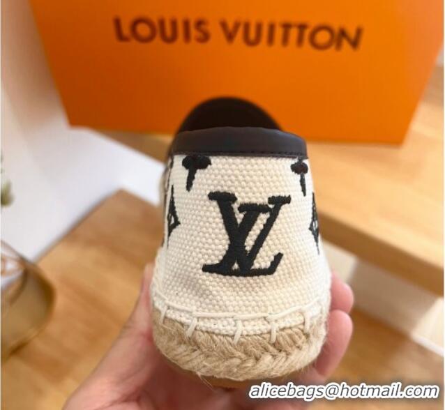 Perfect Louis Vuitton Starboard Flat Espadrilles in Monogram Embroidered Cotton Beige/Black 711147