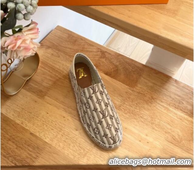 Luxury Louis Vuitton Bidart Flat Espadrilles in Mini Monogram Textile Beige 711148