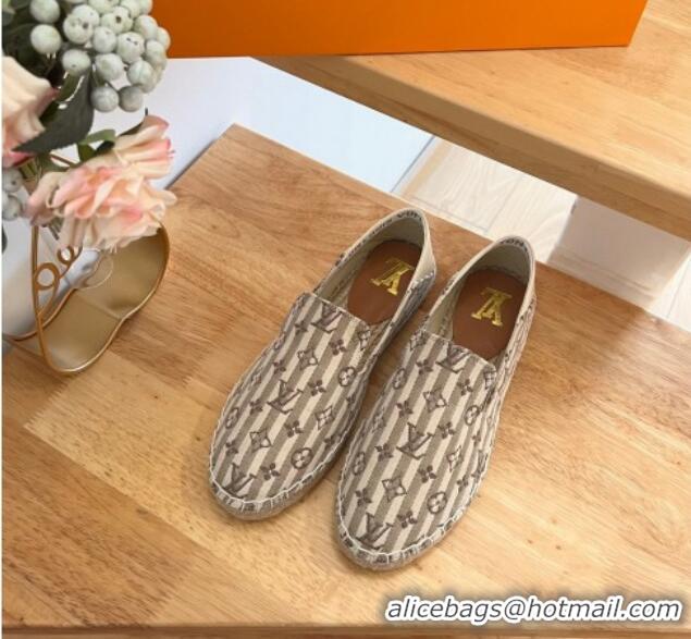 Luxury Louis Vuitton Bidart Flat Espadrilles in Mini Monogram Textile Beige 711148