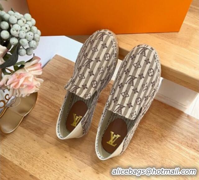 Luxury Louis Vuitton Bidart Flat Espadrilles in Mini Monogram Textile Beige 711148