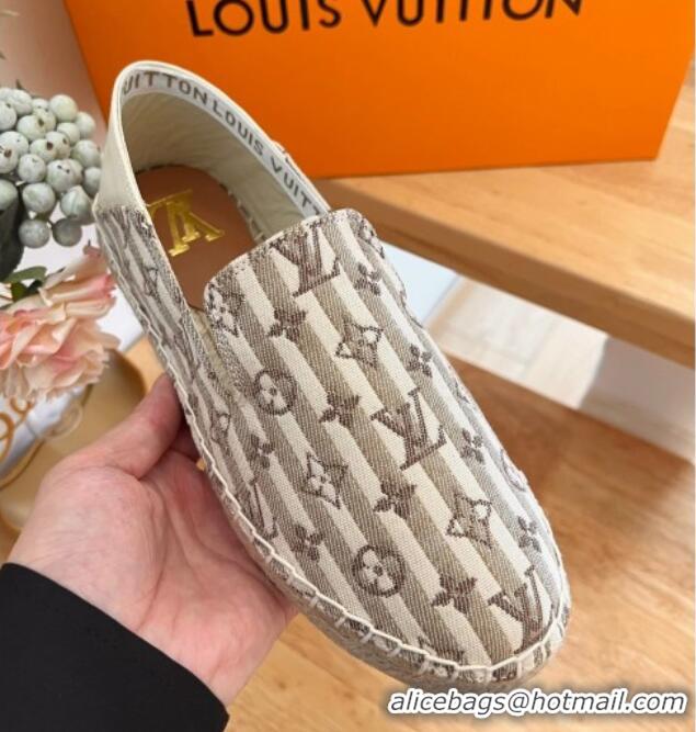 Luxury Louis Vuitton Bidart Flat Espadrilles in Mini Monogram Textile Beige 711148