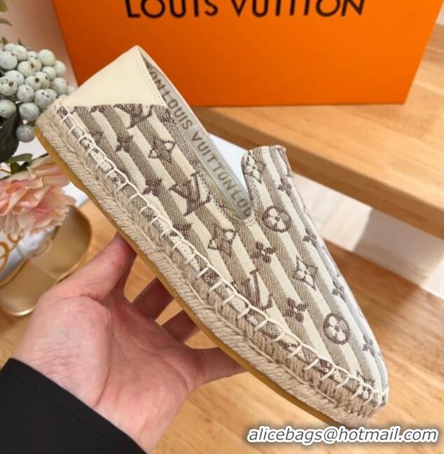 Luxury Louis Vuitton Bidart Flat Espadrilles in Mini Monogram Textile Beige 711148