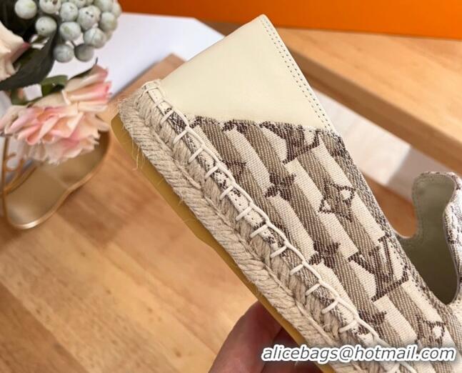 Luxury Louis Vuitton Bidart Flat Espadrilles in Mini Monogram Textile Beige 711148