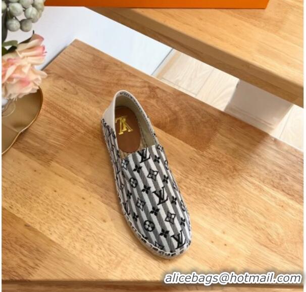 Luxurious Louis Vuitton Bidart Flat Espadrilles in Mini Monogram Textile Grey 711149