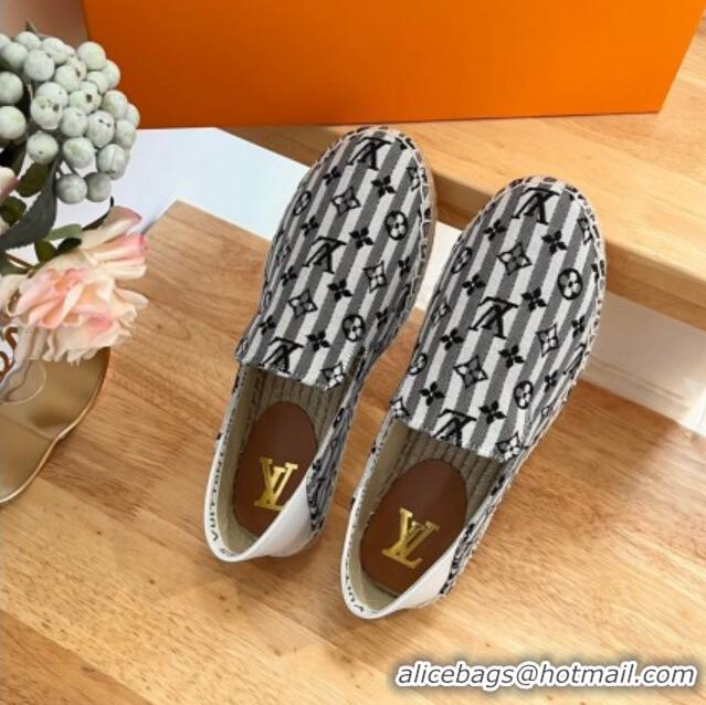 Luxurious Louis Vuitton Bidart Flat Espadrilles in Mini Monogram Textile Grey 711149