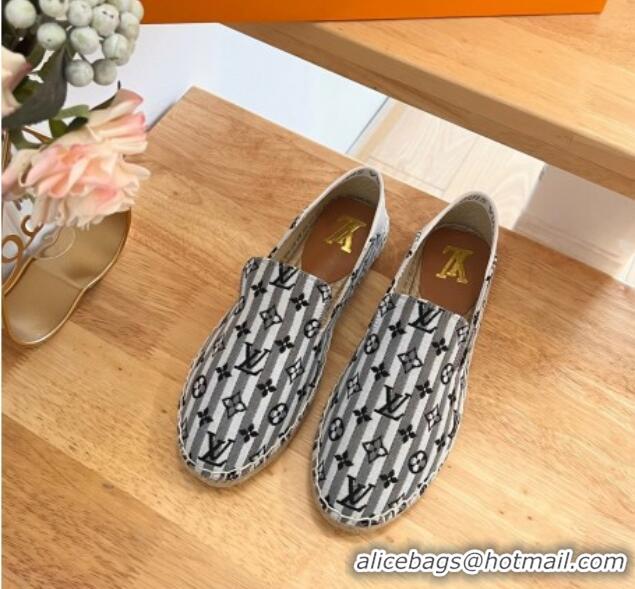 Luxurious Louis Vuitton Bidart Flat Espadrilles in Mini Monogram Textile Grey 711149