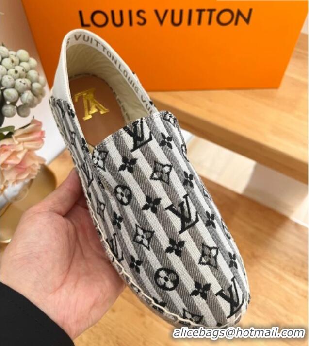 Luxurious Louis Vuitton Bidart Flat Espadrilles in Mini Monogram Textile Grey 711149