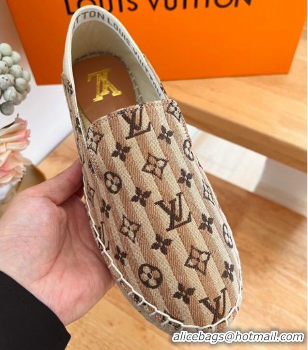 Popular Style Louis Vuitton Bidart Flat Espadrilles in Mini Monogram Textile Brown 711150