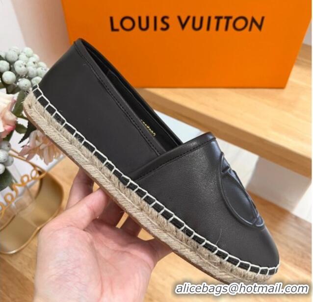 Hot Style Louis Vuitton Starboard Flat Espadrilles in Calf Leather with LV Circle Black 711151