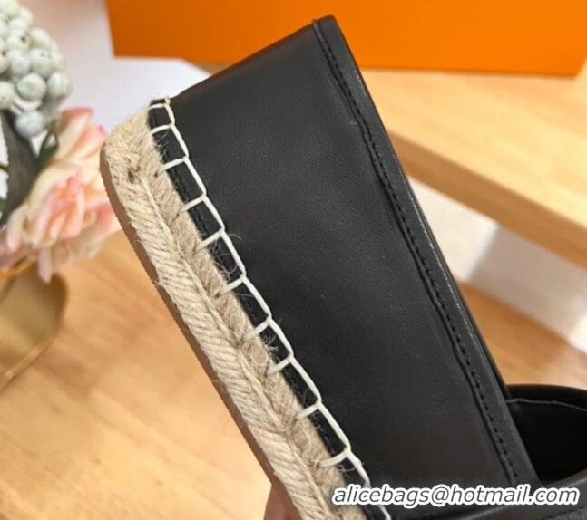 Hot Style Louis Vuitton Starboard Flat Espadrilles in Calf Leather with LV Circle Black 711151