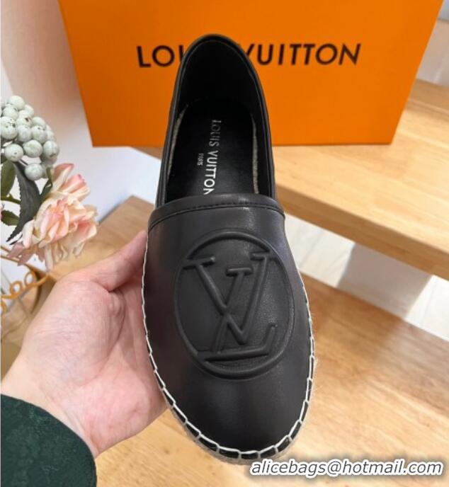 Hot Style Louis Vuitton Starboard Flat Espadrilles in Calf Leather with LV Circle Black 711151