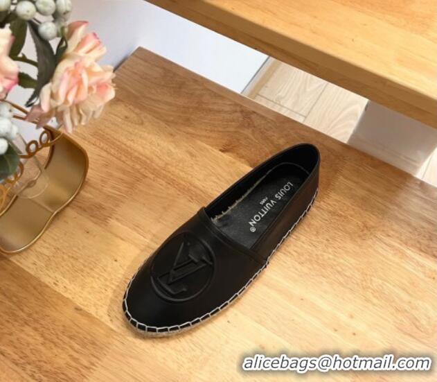 Hot Style Louis Vuitton Starboard Flat Espadrilles in Calf Leather with LV Circle Black 711151