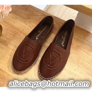 Sumptuous Louis Vuitton Starboard Flat Espadrilles in Calf Leather with LV Circle Brown 711152