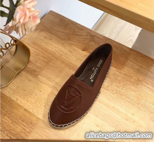 Sumptuous Louis Vuitton Starboard Flat Espadrilles in Calf Leather with LV Circle Brown 711152