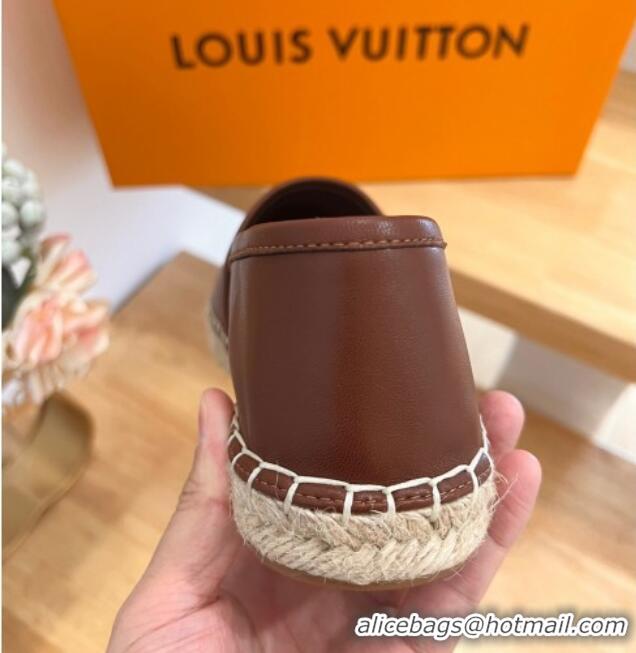 Sumptuous Louis Vuitton Starboard Flat Espadrilles in Calf Leather with LV Circle Brown 711152