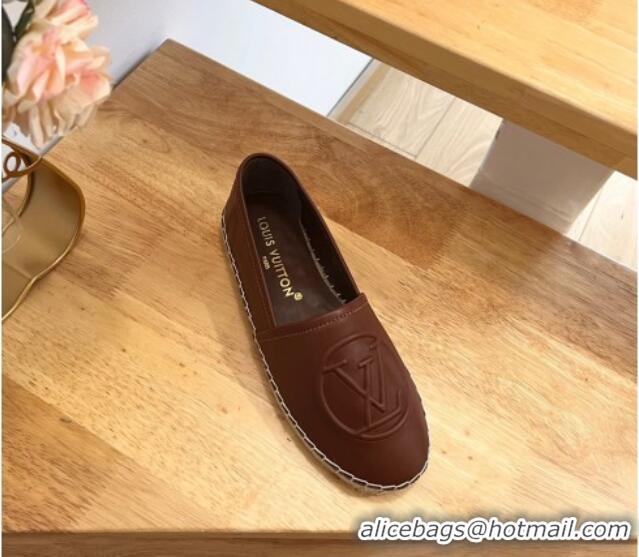 Sumptuous Louis Vuitton Starboard Flat Espadrilles in Calf Leather with LV Circle Brown 711152