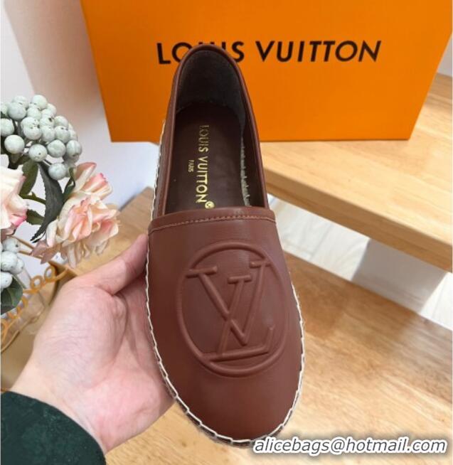 Sumptuous Louis Vuitton Starboard Flat Espadrilles in Calf Leather with LV Circle Brown 711152