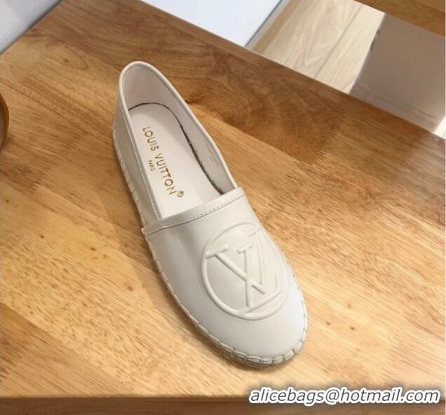 Shop Duplicate Louis Vuitton Starboard Flat Espadrilles in Calf Leather with LV Circle White 711153