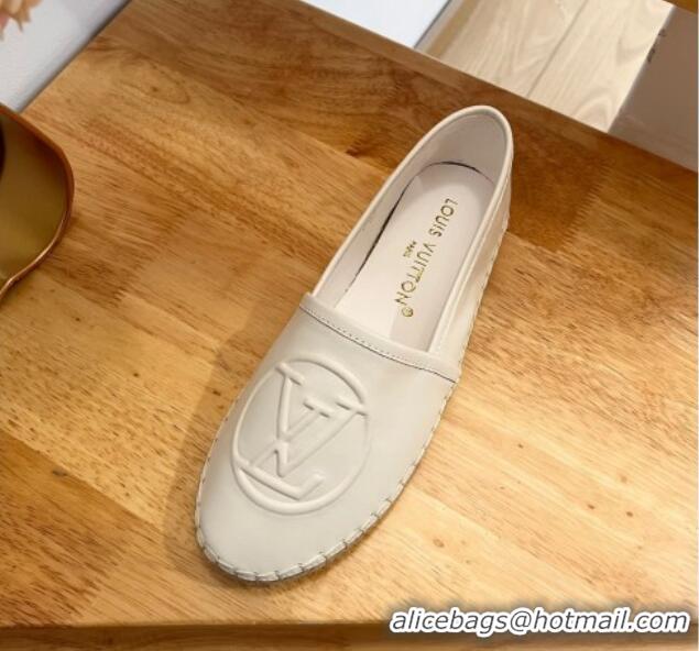 Shop Duplicate Louis Vuitton Starboard Flat Espadrilles in Calf Leather with LV Circle White 711153