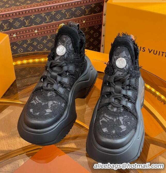 Best Grade Louis Vuitton LV Archlight 2.0 Platform Sneaker in Lace Black 712013