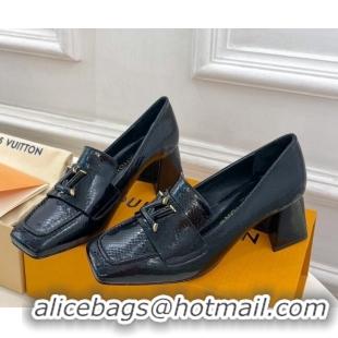 Purchase Louis Vuitton Shake Loafers 5.5cm in Snakeskin-Like Leather Black 718073