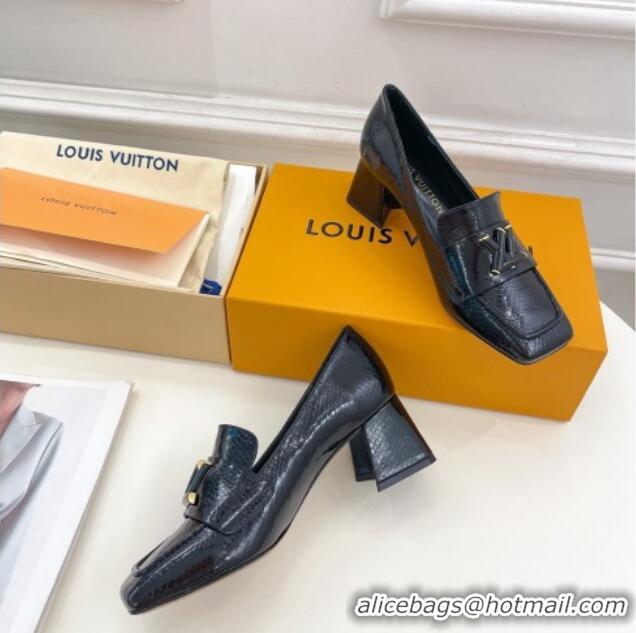 Purchase Louis Vuitton Shake Loafers 5.5cm in Snakeskin-Like Leather Black 718073