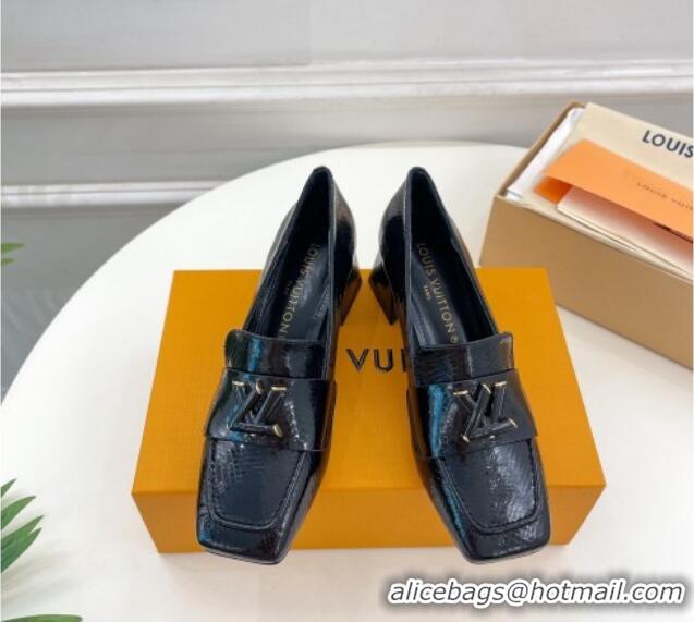 Purchase Louis Vuitton Shake Loafers 5.5cm in Snakeskin-Like Leather Black 718073