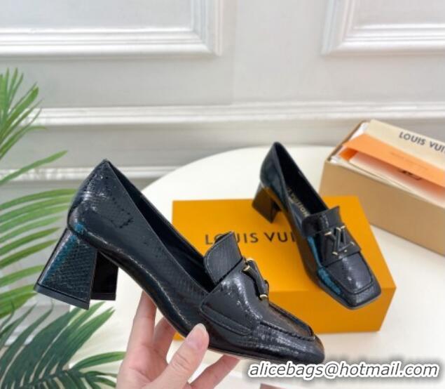 Purchase Louis Vuitton Shake Loafers 5.5cm in Snakeskin-Like Leather Black 718073