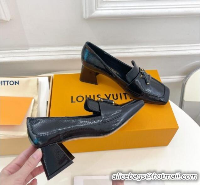 Purchase Louis Vuitton Shake Loafers 5.5cm in Snakeskin-Like Leather Black 718073