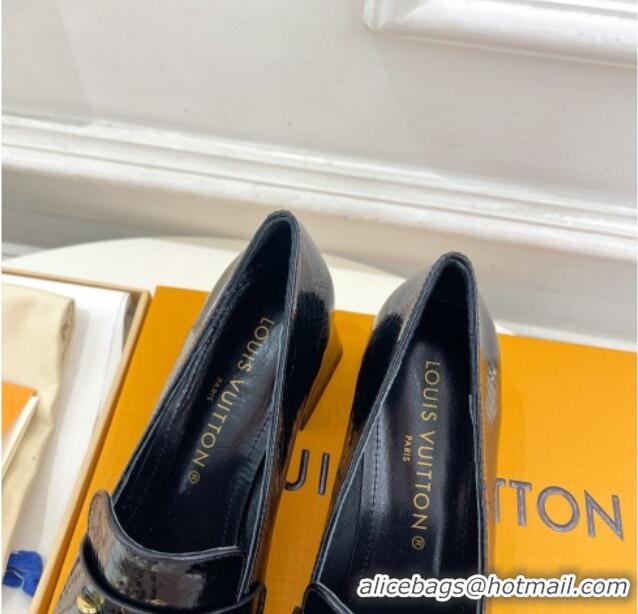 Purchase Louis Vuitton Shake Loafers 5.5cm in Snakeskin-Like Leather Black 718073