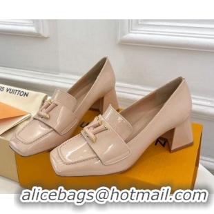 Good Looking Louis Vuitton Shake Loafers 5.5cm in Patent Leather Nude 718075