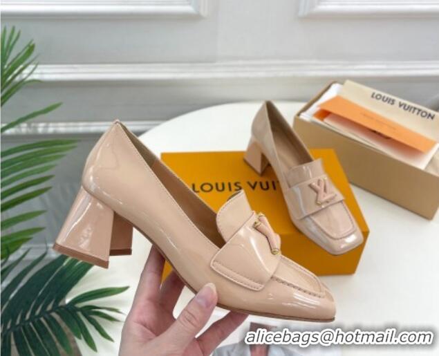 Good Looking Louis Vuitton Shake Loafers 5.5cm in Patent Leather Nude 718075