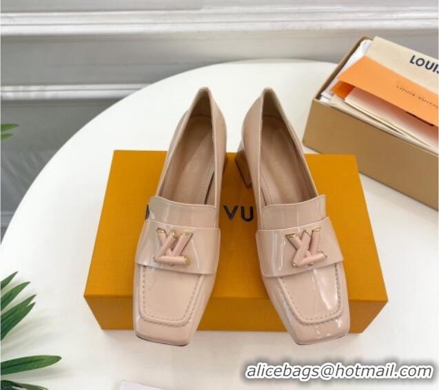 Good Looking Louis Vuitton Shake Loafers 5.5cm in Patent Leather Nude 718075