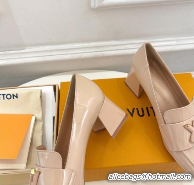 Good Looking Louis Vuitton Shake Loafers 5.5cm in Patent Leather Nude 718075