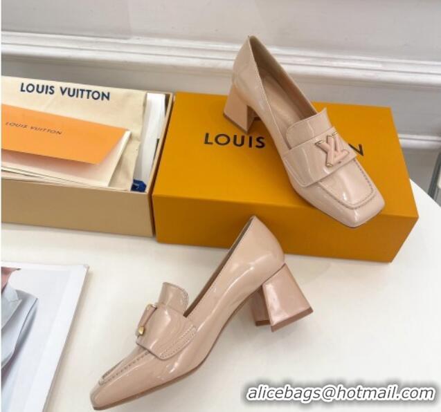 Good Looking Louis Vuitton Shake Loafers 5.5cm in Patent Leather Nude 718075