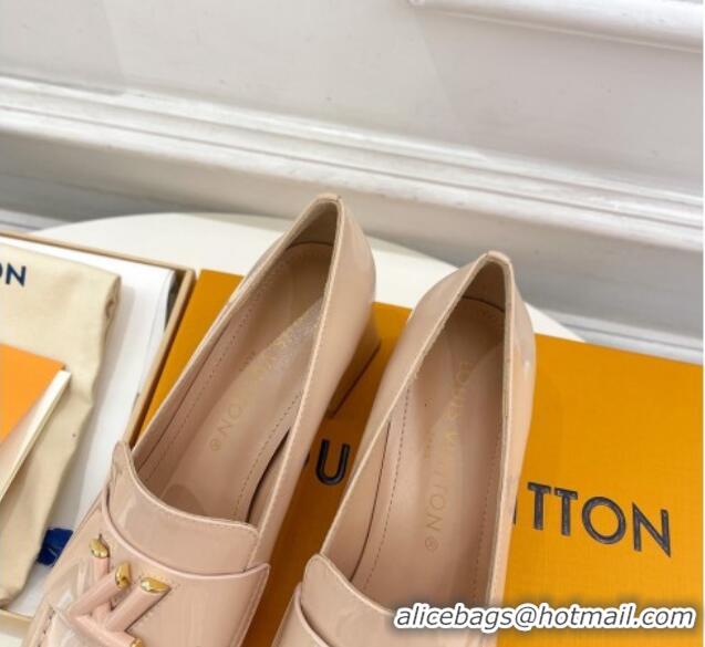 Good Looking Louis Vuitton Shake Loafers 5.5cm in Patent Leather Nude 718075