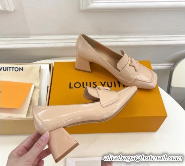 Good Looking Louis Vuitton Shake Loafers 5.5cm in Patent Leather Nude 718075