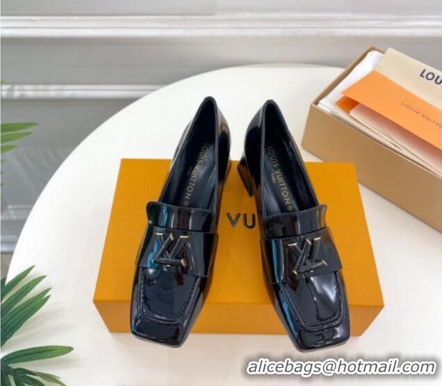 Good Quality Louis Vuitton Shake Loafers 5.5cm in Patent Leather Black 718076