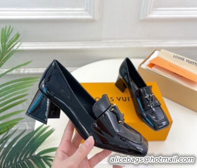 Good Quality Louis Vuitton Shake Loafers 5.5cm in Patent Leather Black 718076