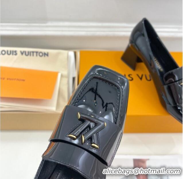 Good Quality Louis Vuitton Shake Loafers 5.5cm in Patent Leather Black 718076