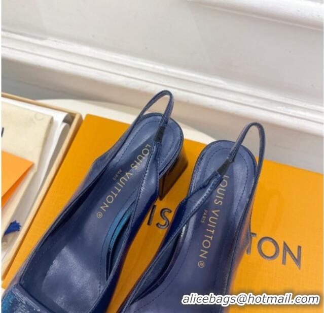 Best Price Louis Vuitton Shake Slingback Pumps 5.5cm in Epi Patent Leather Navy Blue 718077