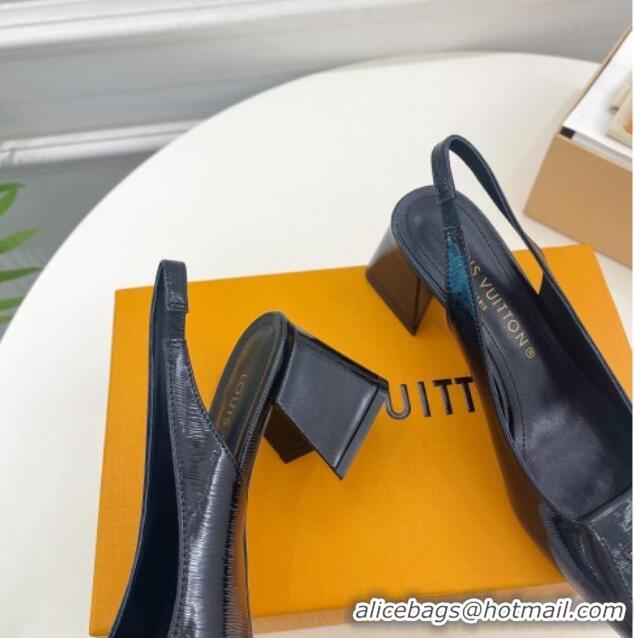 Low Cost Louis Vuitton Shake Slingback Pumps 5.5cm in Epi Patent Leather Black 718078