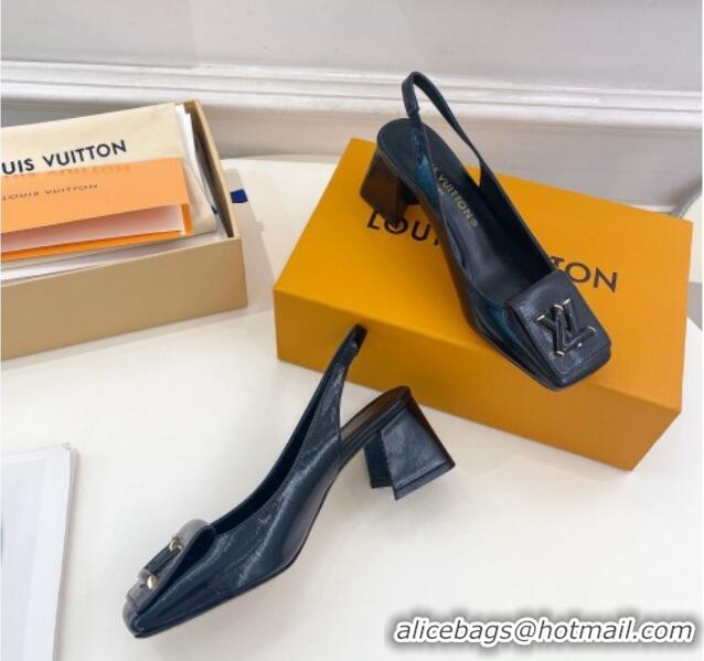 Low Cost Louis Vuitton Shake Slingback Pumps 5.5cm in Epi Patent Leather Black 718078